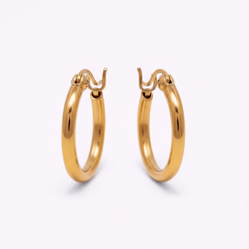 Gold on Sterling Silver 15mm Hoop Earrings