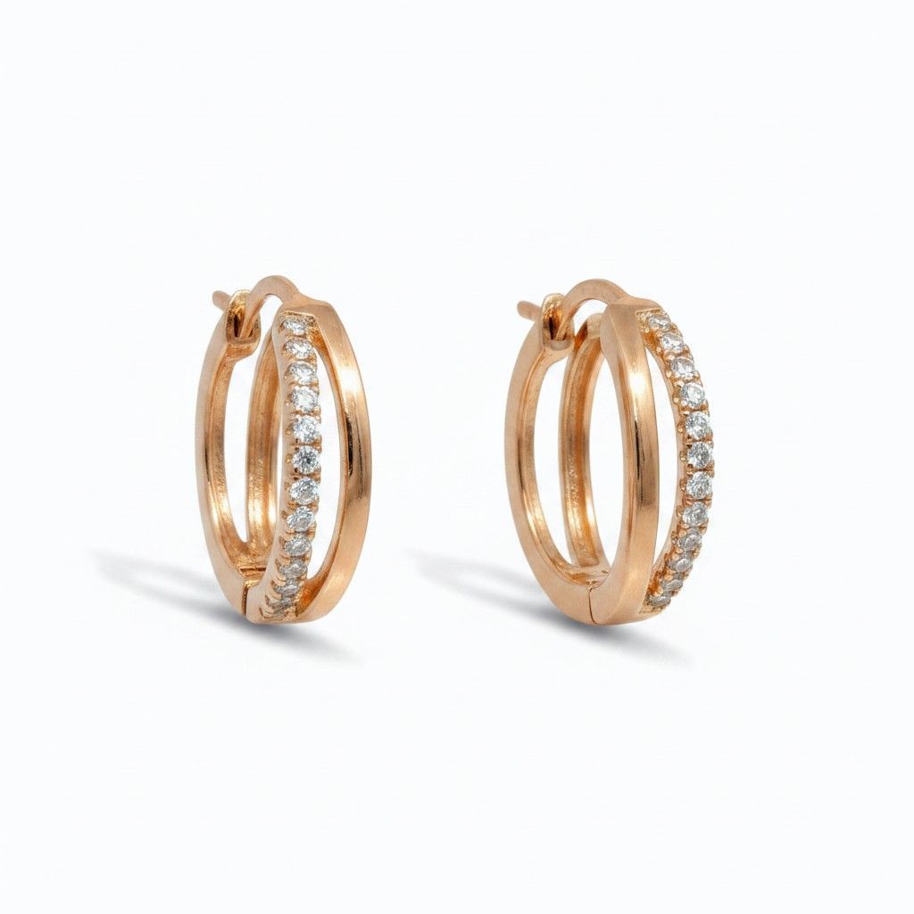 Gold on Sterling Silver CZ Set Huggie Earrings Gold on Sterling Silver CZ Set Huggie Earrings