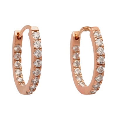 Gold on Sterling Silver Oval CZ Set Huggie Earrings