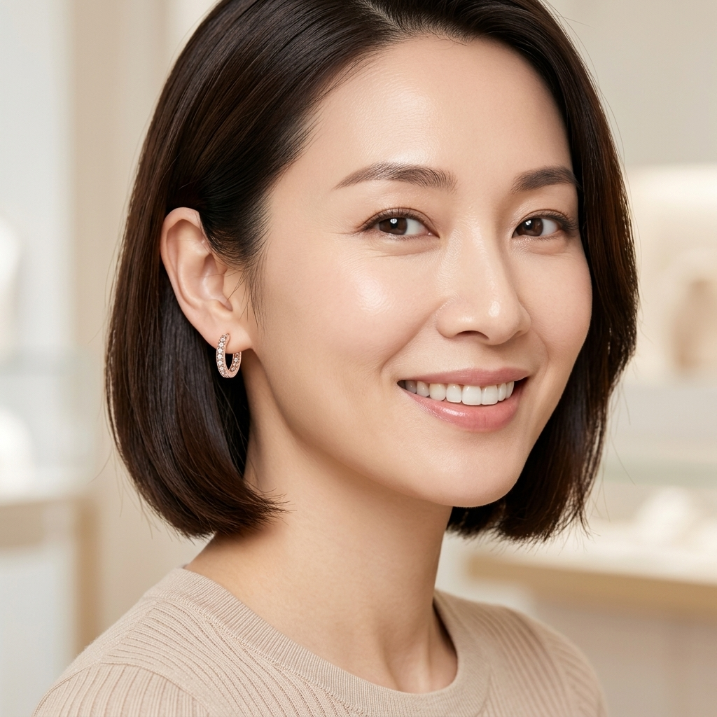 Gold on Sterling Silver Oval CZ Set Huggie Earrings