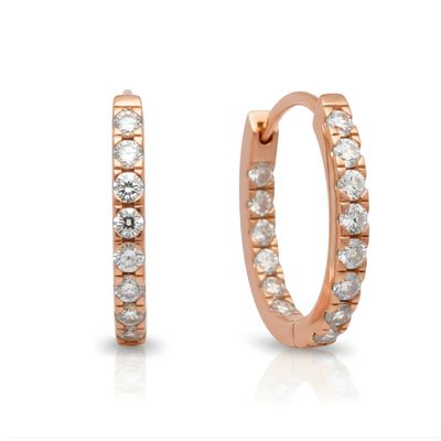 Gold on Sterling Silver Oval CZ Set Huggie Earrings Gold on Sterling Silver Oval CZ Set Huggie Earrings