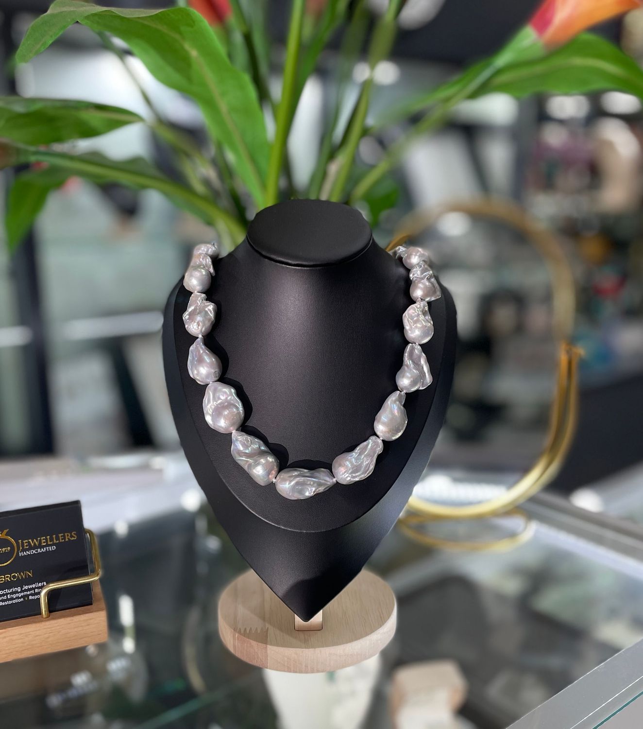 Large Baroque  Grey Pearl Necklace