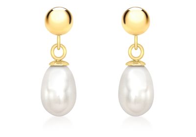 9ct Yellow Gold 5mm F/W PEARL DROP E/R