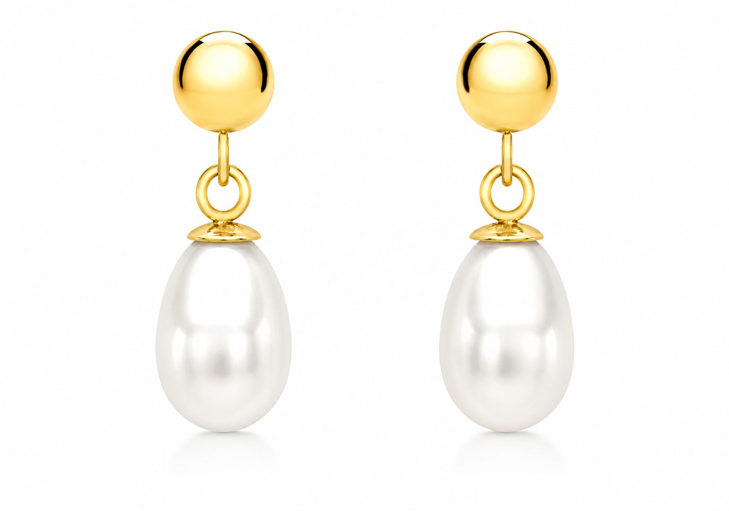 9ct Yellow Gold 5mm F/W PEARL DROP E/R