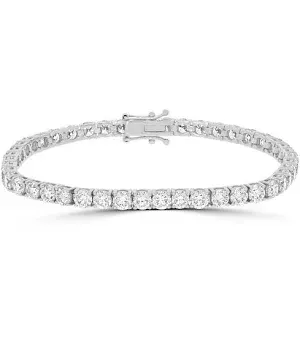 9ct White Gold LAB Grown Tennis Bracelet 5.0ct 19cm