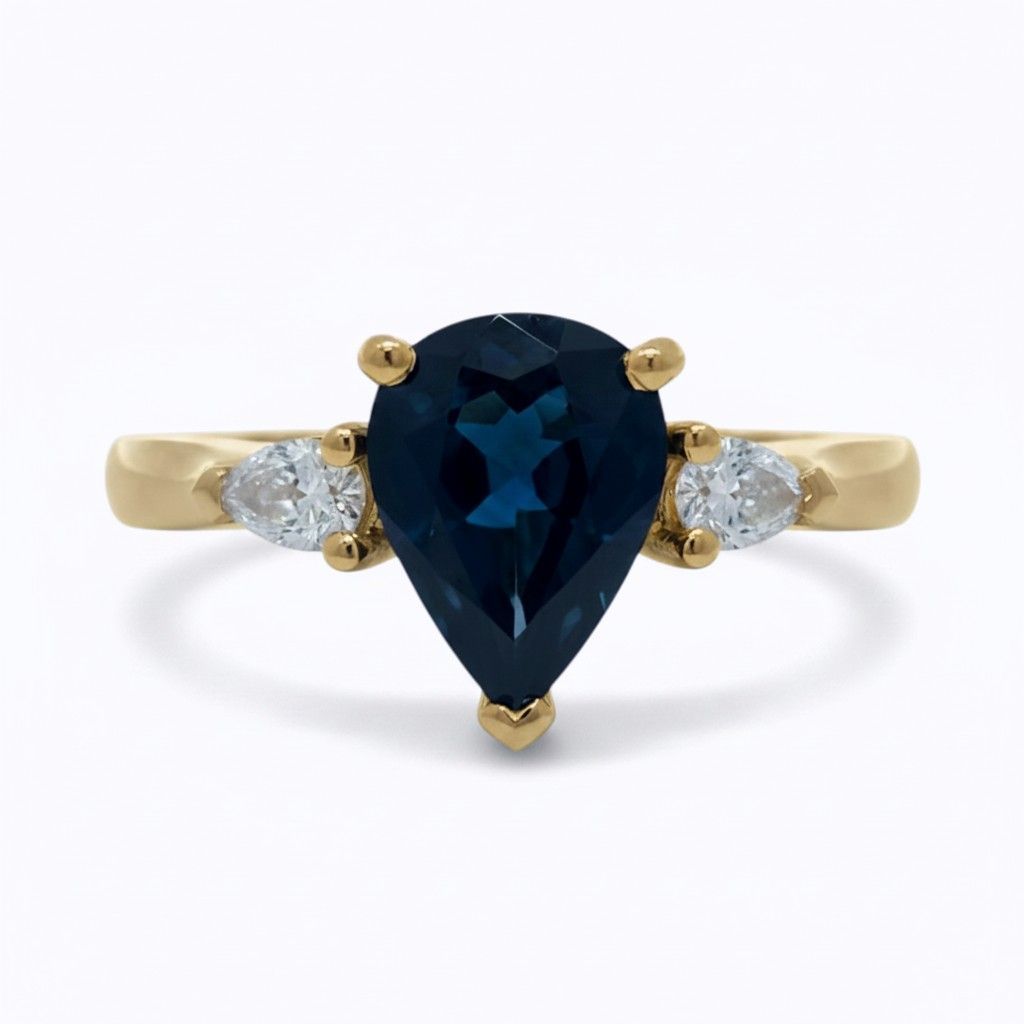 18ct Sapphire & Diamond Pear Cut Ring