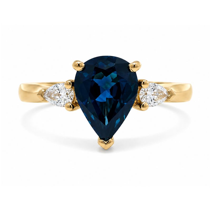 18ct Sapphire & Diamond Pear Cut Ring