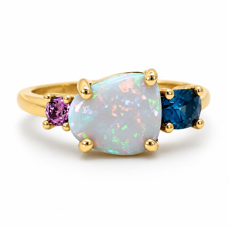 9ct Opal Sapphire & Pink Tourmaline Ring