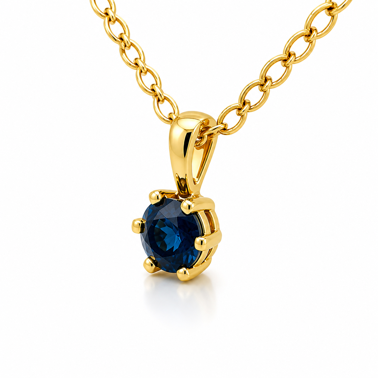 14ct Yellow Gold & Sapphire Pendant 3.75mm Round