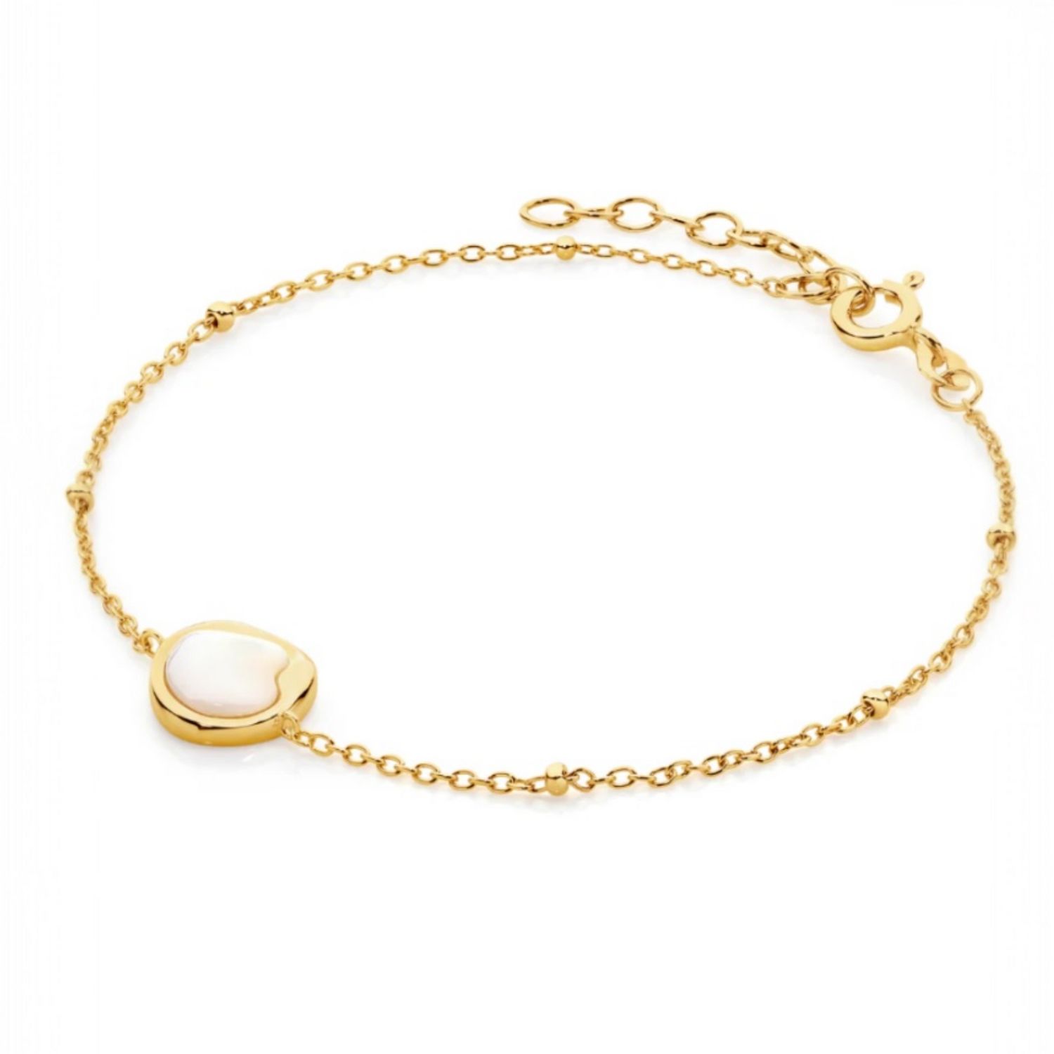 Sterling Silver Yellow Gold Plated Bracelet with White Baroque FWP 19cm +3cm ext.