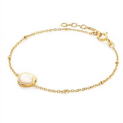 Sterling Silver Yellow Gold Plated Bracelet with White Baroque FWP 19cm +3cm ext.