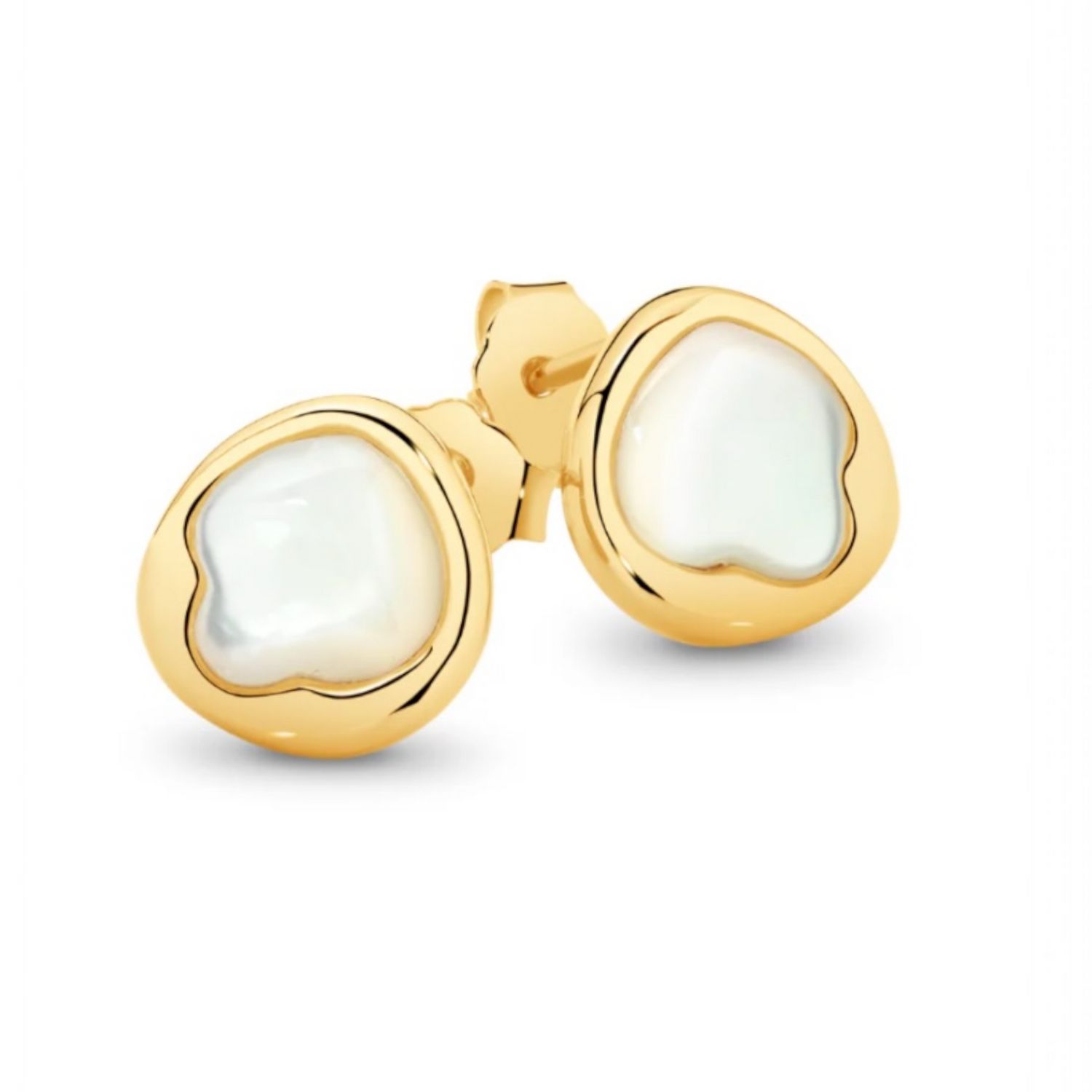 Sterling Silver Yellow Gold Plated White MOP Stud Earrings