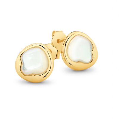 Yellow Gold on Sterling Silver White MOP Stud Earrings Yellow Gold on Sterling Silver White MOP Stud Earrings