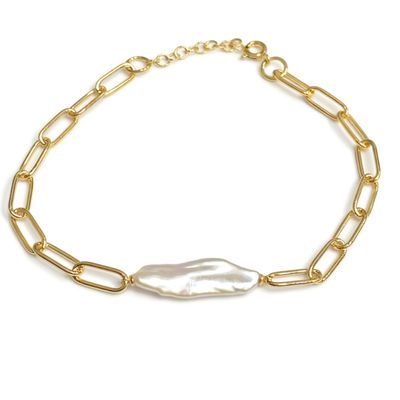 MOP 18ct Yellow Gold Plate on Sterling Silver 6-7mm AA 19+3cm