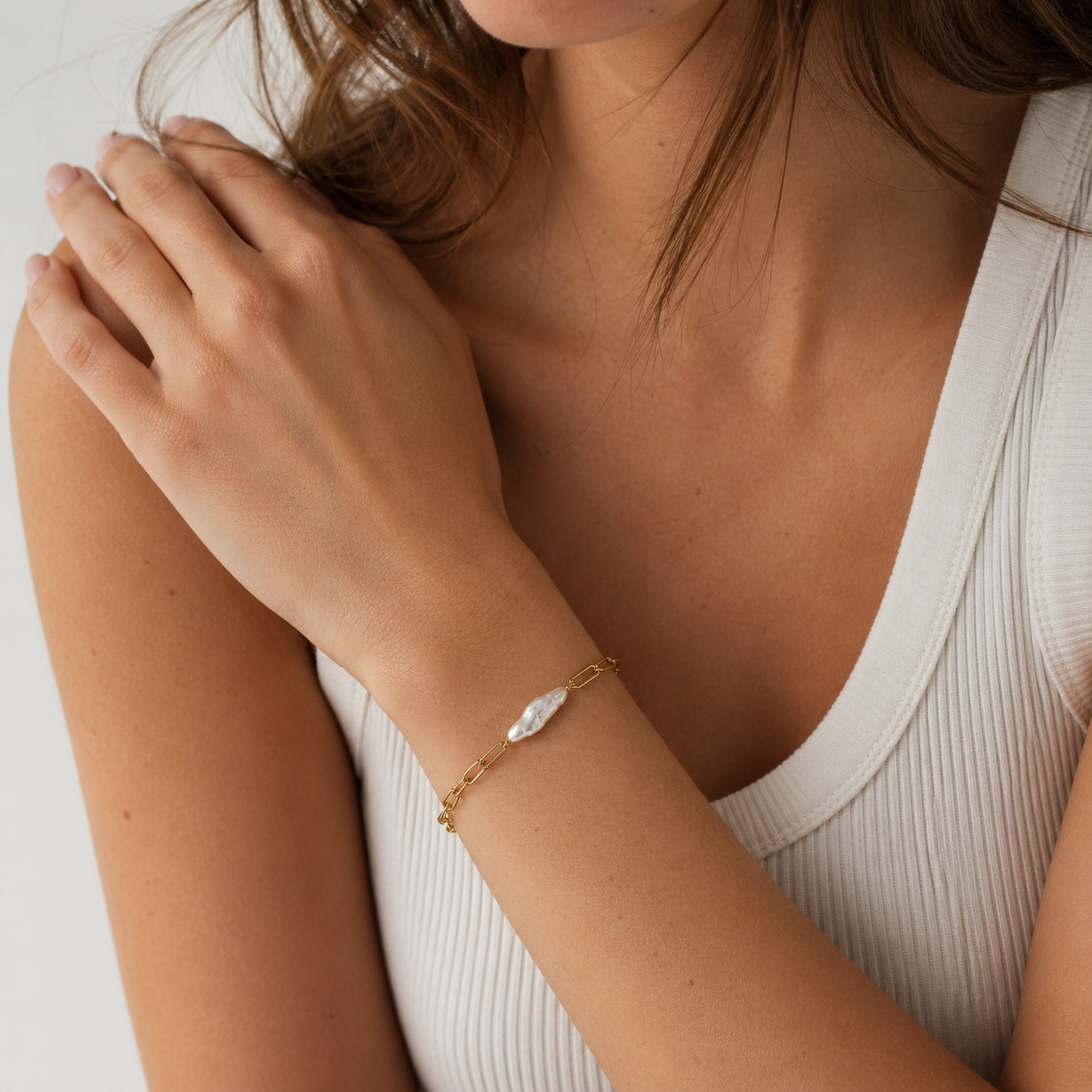 MOP 18ct Yellow Gold on Sterling Silver Bracelet
