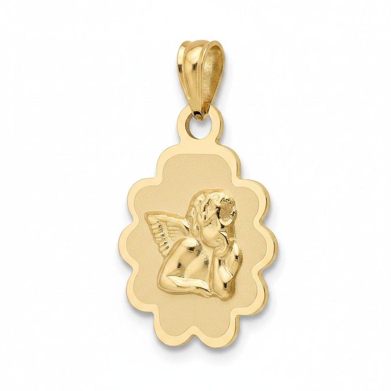 9ct Cloud Medallion Angel Pendant (14x12mm) 9ct Cloud Medallion Angel Pendant (14x12mm)