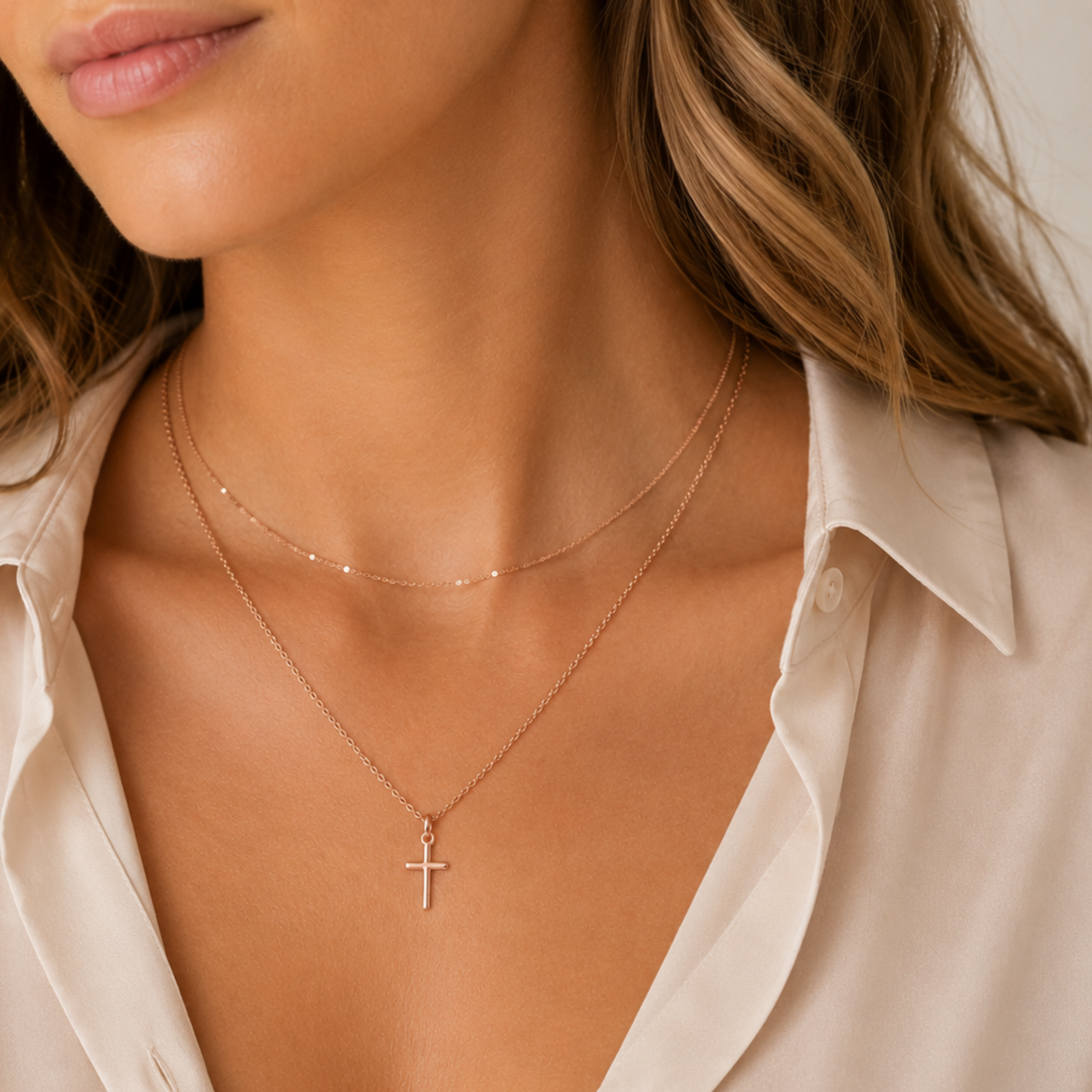 9ct Rose Gold Petite Cross Pendant
