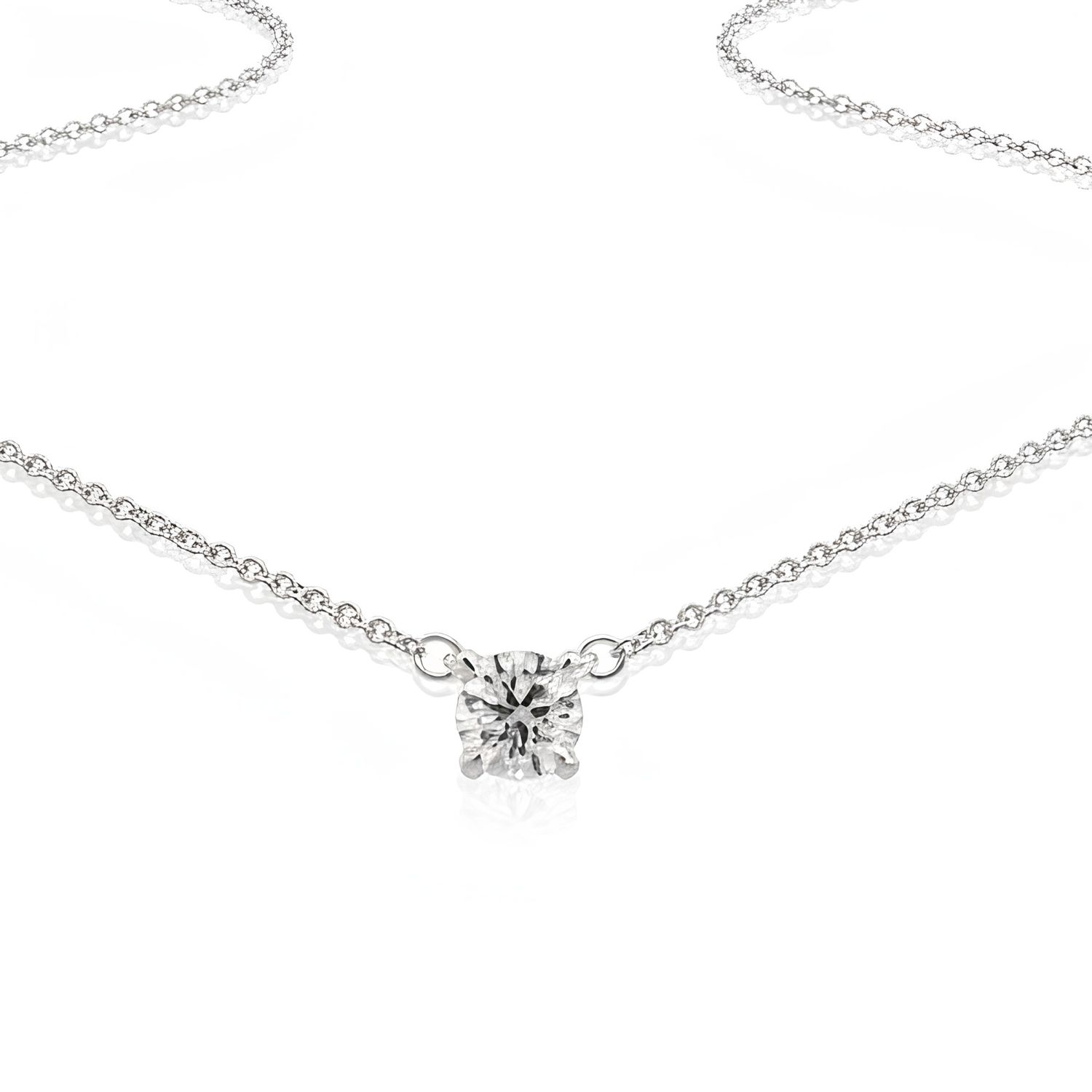 9ct White Gold Solitaire Diamond Pendant Necklace 9ct White Gold Solitaire Diamond Pendant Necklace