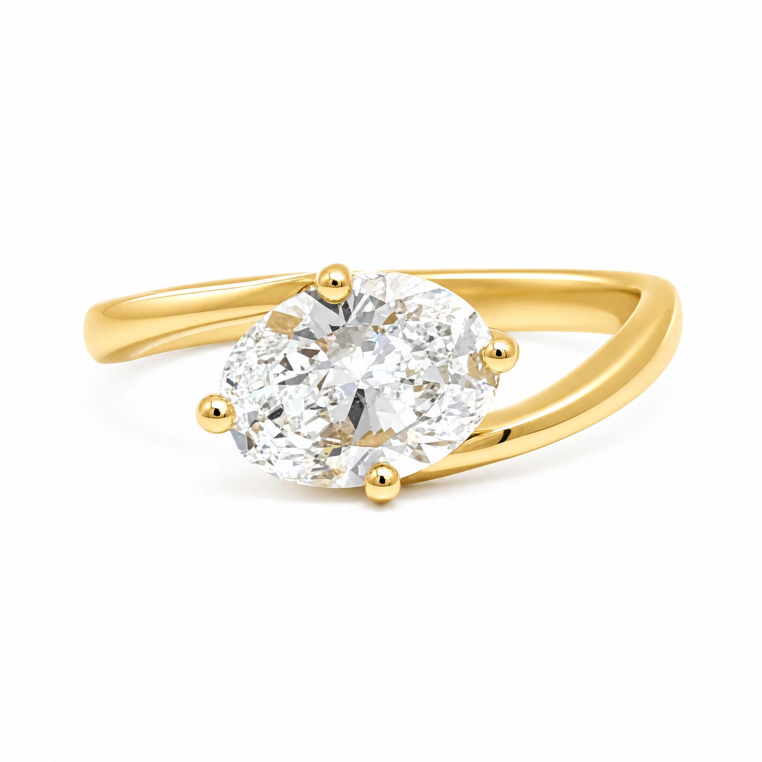 18ct Oval Solitaire Bypass Ring