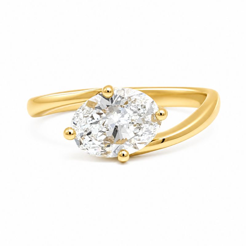 18ct Oval Solitaire Bypass Ring