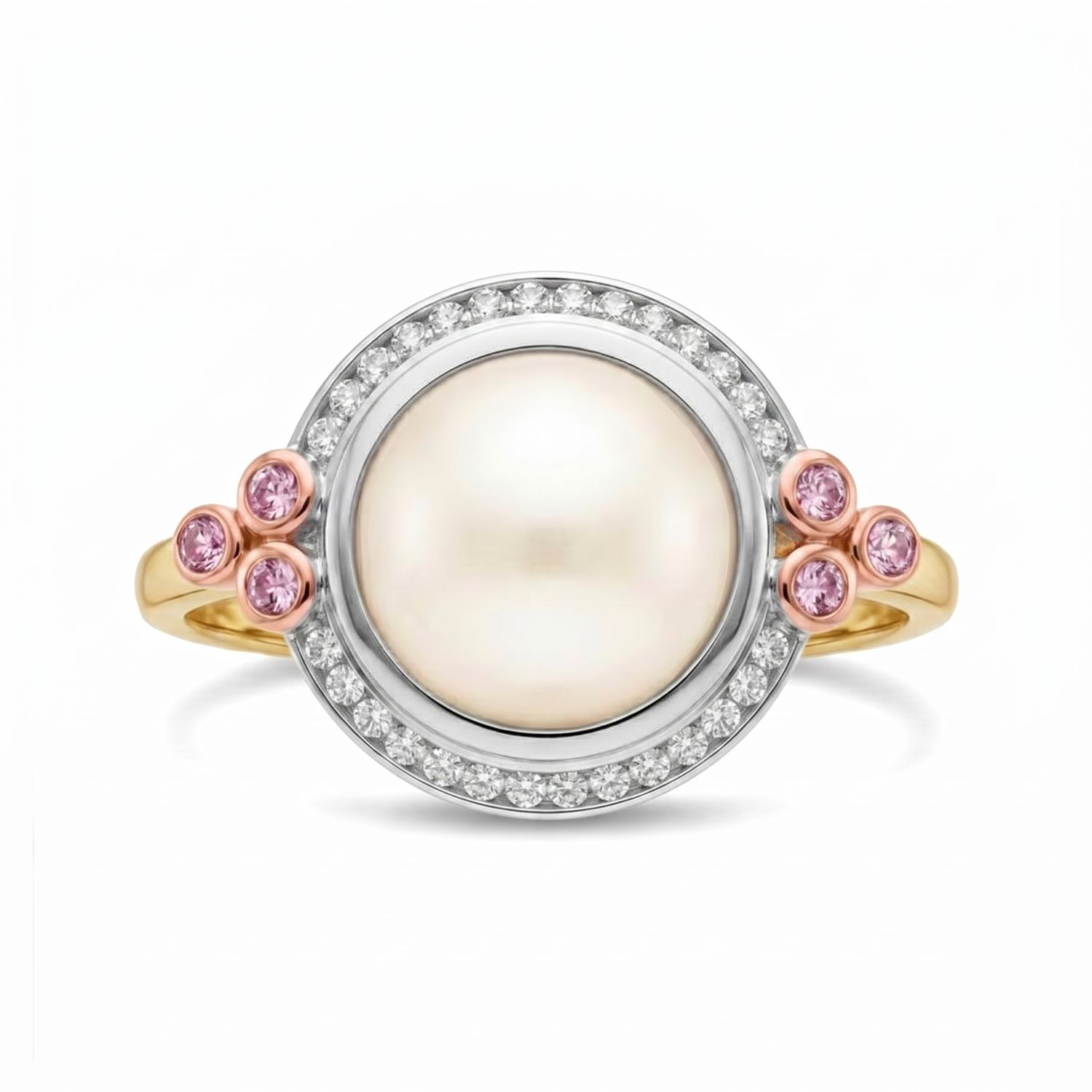 Mabe Pearl & Argyle Pink Diamond Ring