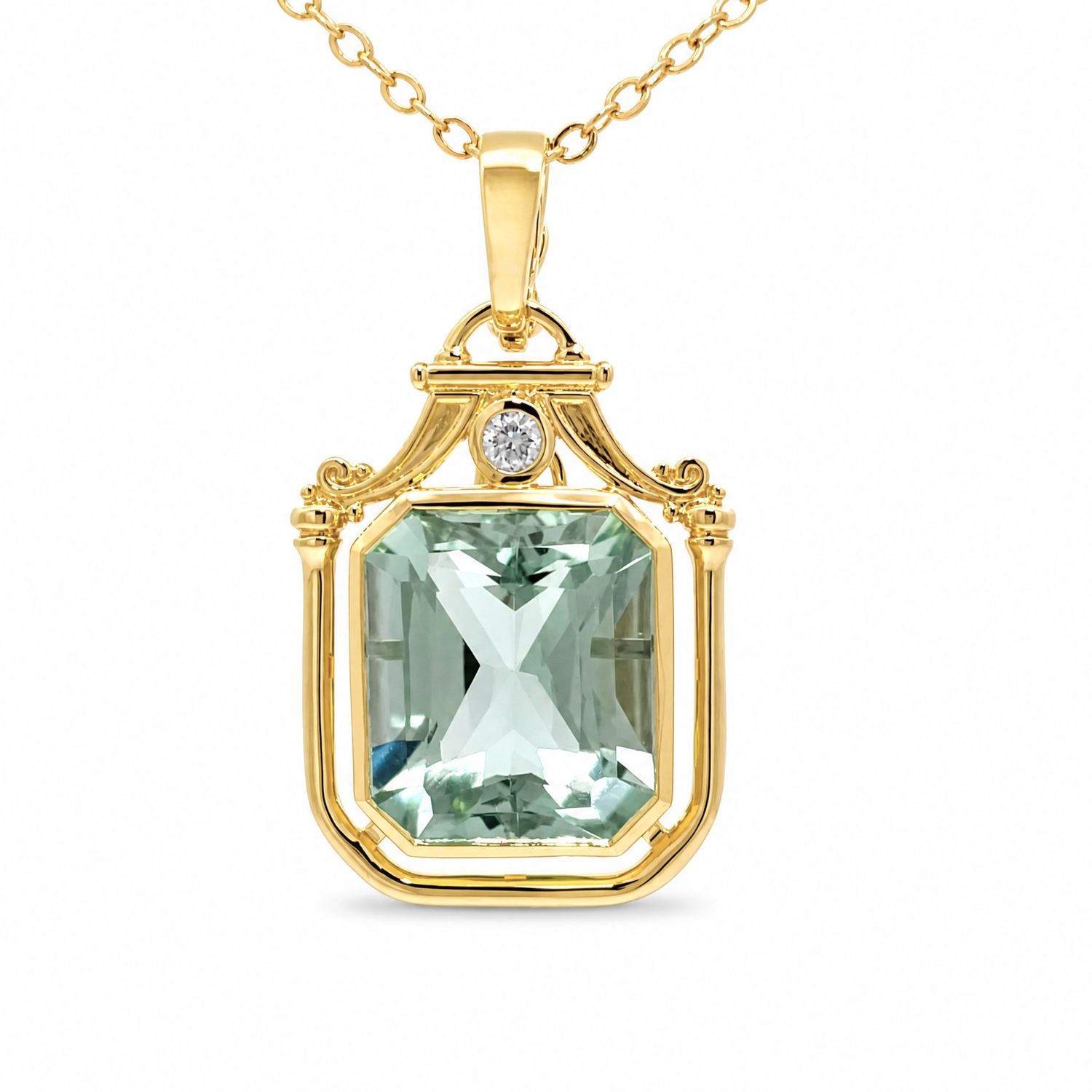 9ct  Green Amethyst & Diamond Enhancer