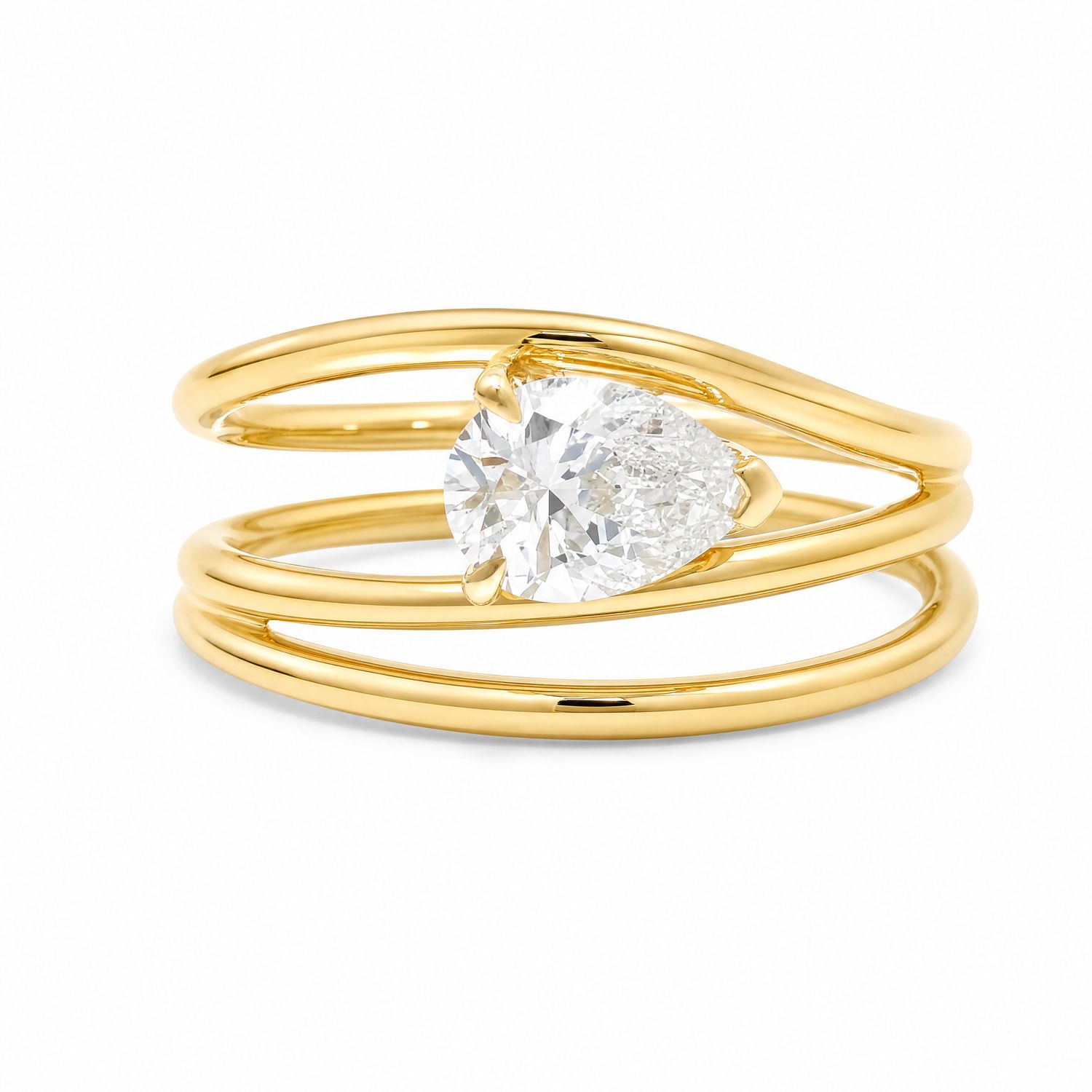 9ct Pear Cut Diamond Multi-Band Ring