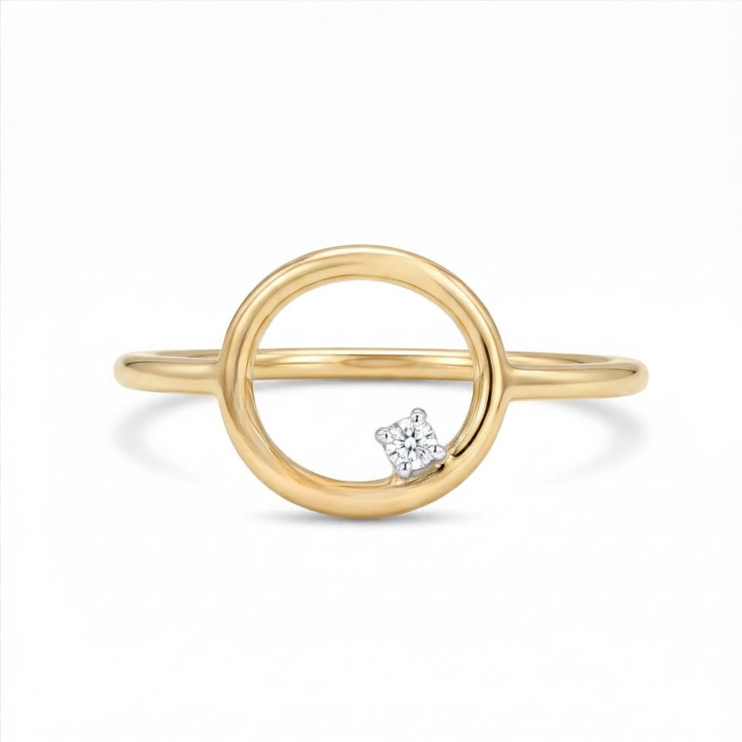 9ct Yellow Open Circle Diamond Ring