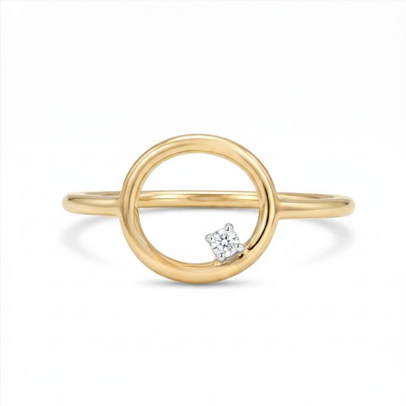 9ct Yellow Open Circle Diamond Ring