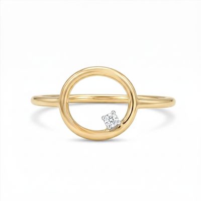 9ct Yellow Open Circle Diamond Ring