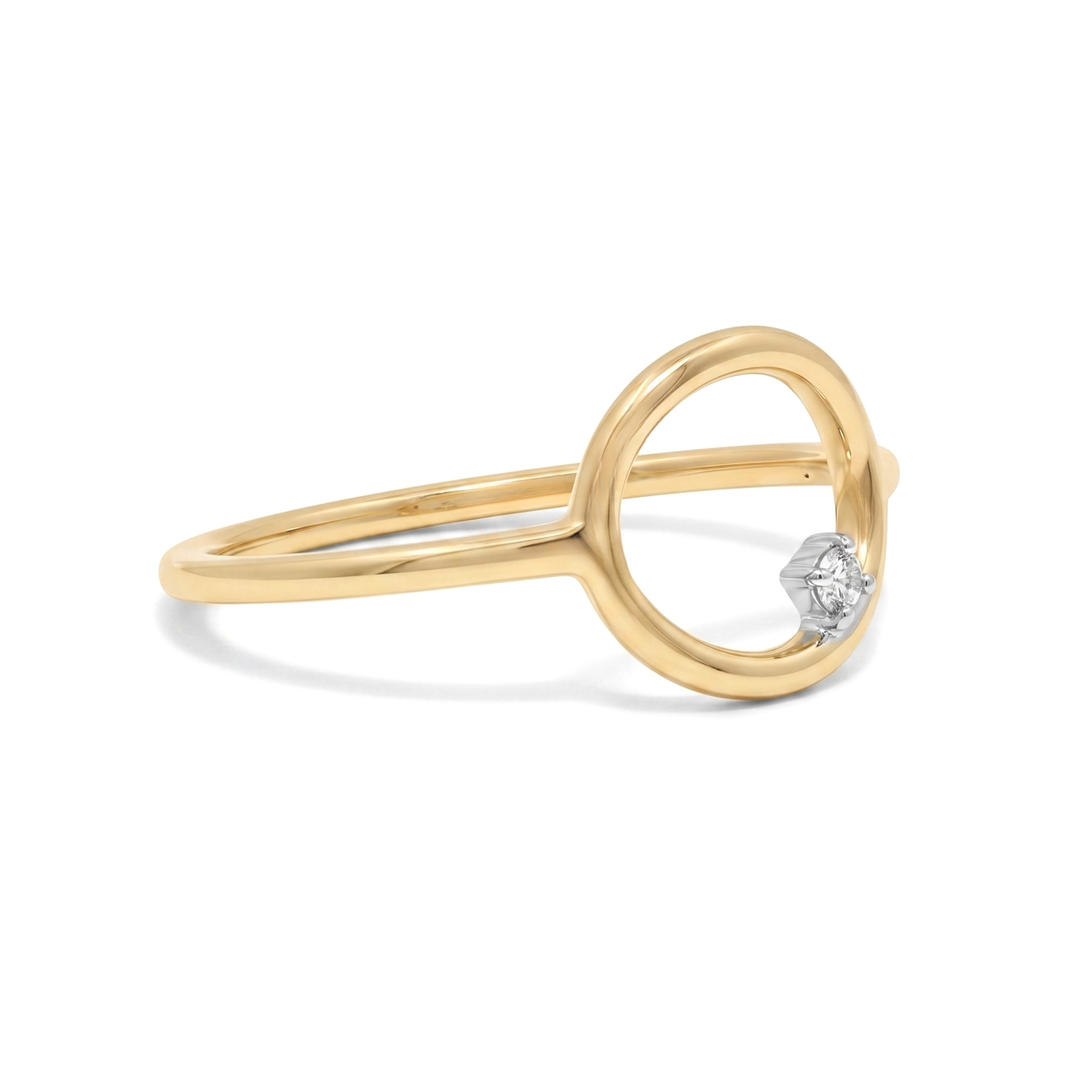 9ct Yellow Open Circle Diamond Ring