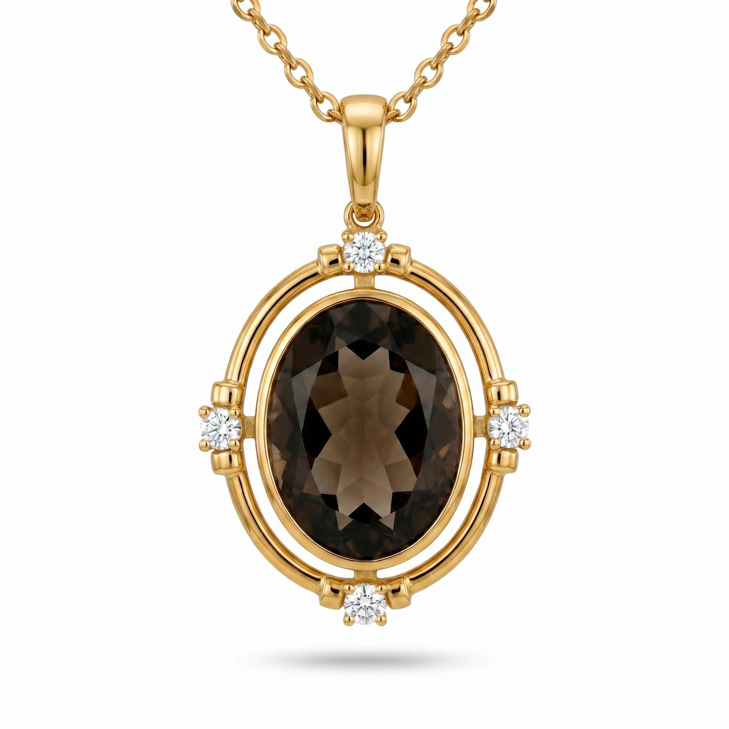 9ct Smokey Quartz & Diamond Enhancer