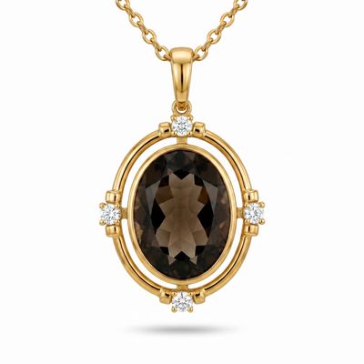 9ct Smokey Quartz & Diamond Enhancer 9ct Smokey Quartz & Diamond Enhancer