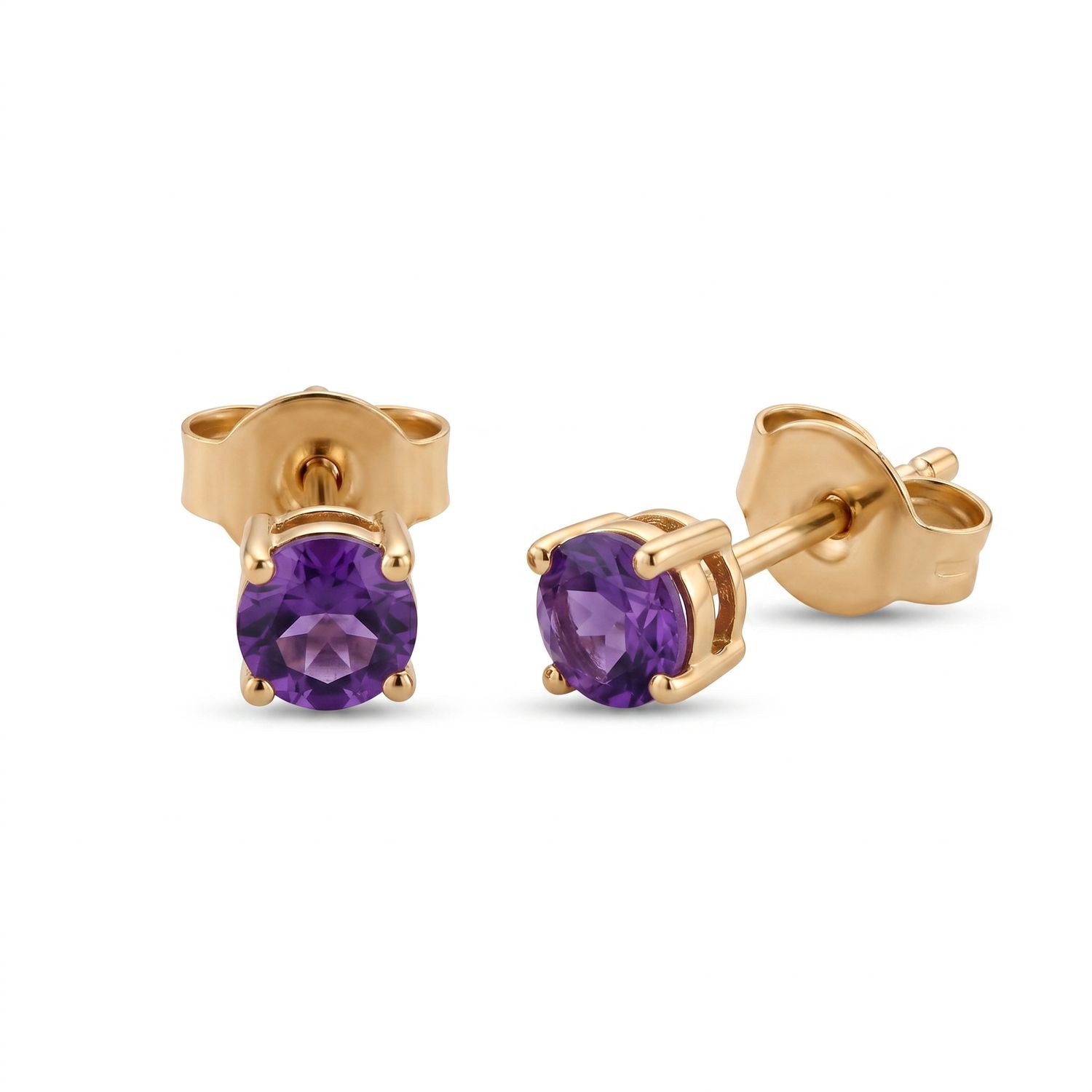 9ct Round Amethyst Stud Earrings