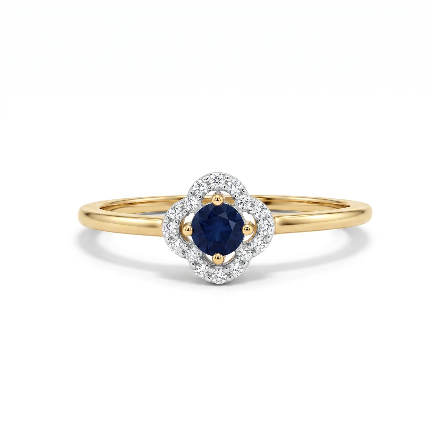 9ct Sapphire & Diamond Clover Halo Ring