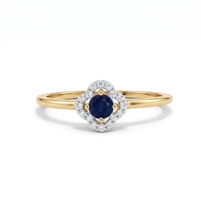 9ct Sapphire & Diamond Clover Halo Ring