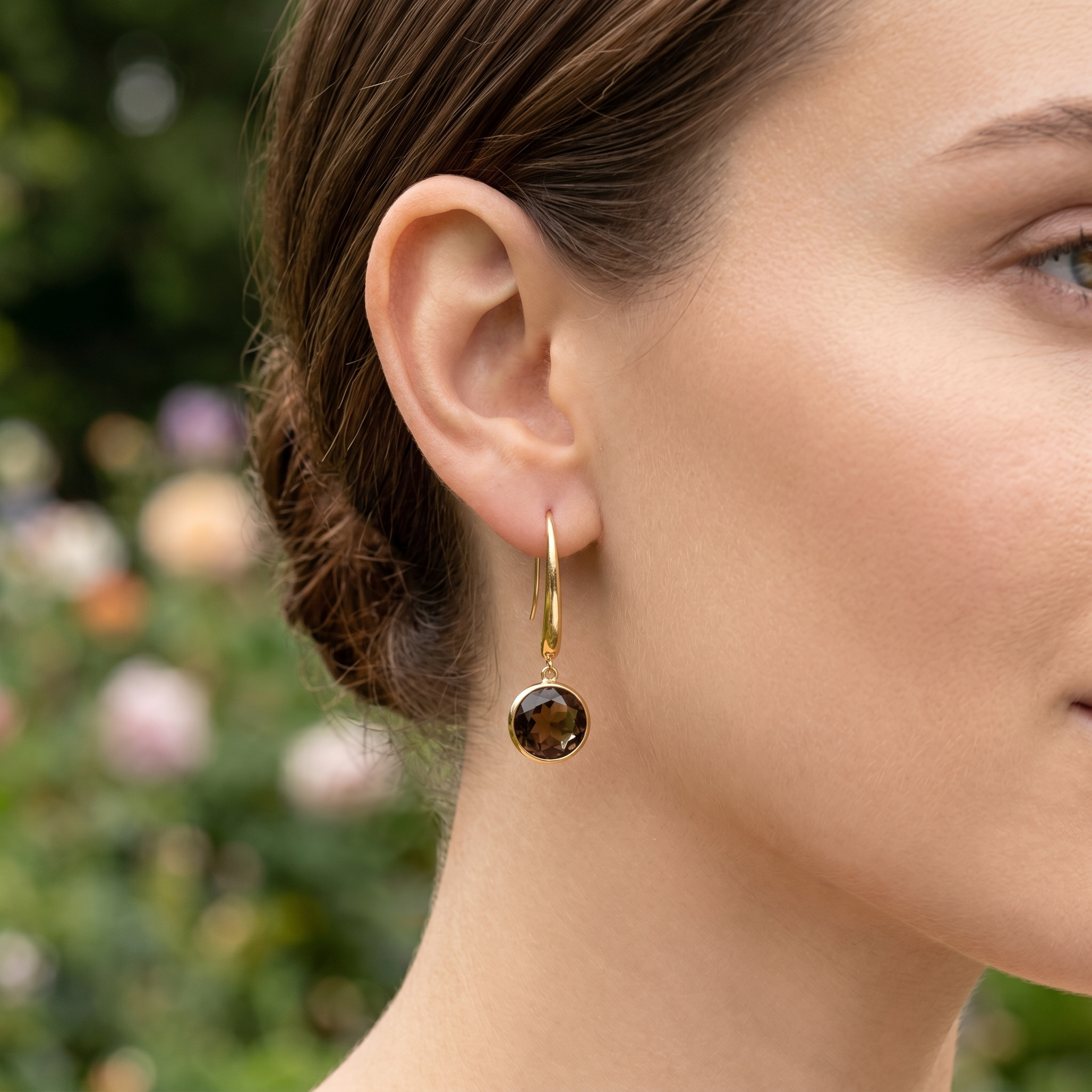 9ct Smokey Quartz Drop Earrings