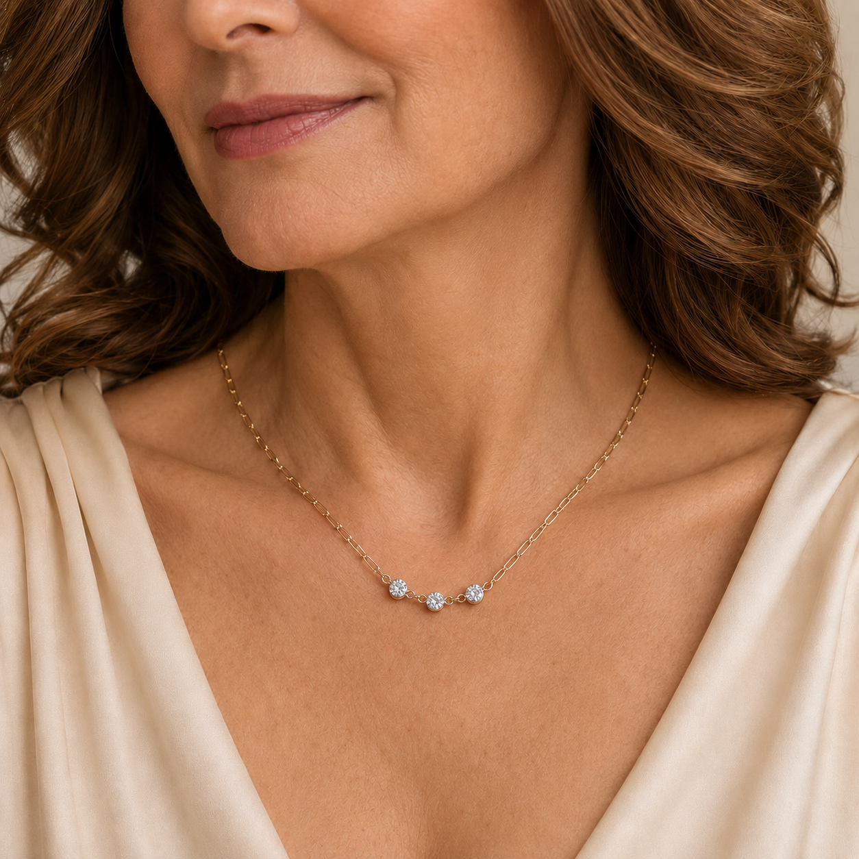 9ct  Elara Diamond Paper Link Necklace