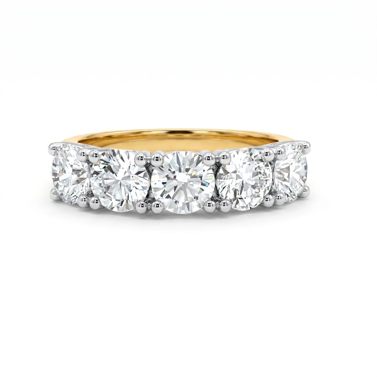 18ct Two Tone Diamond Five Diamond Ring. (2.50cts)