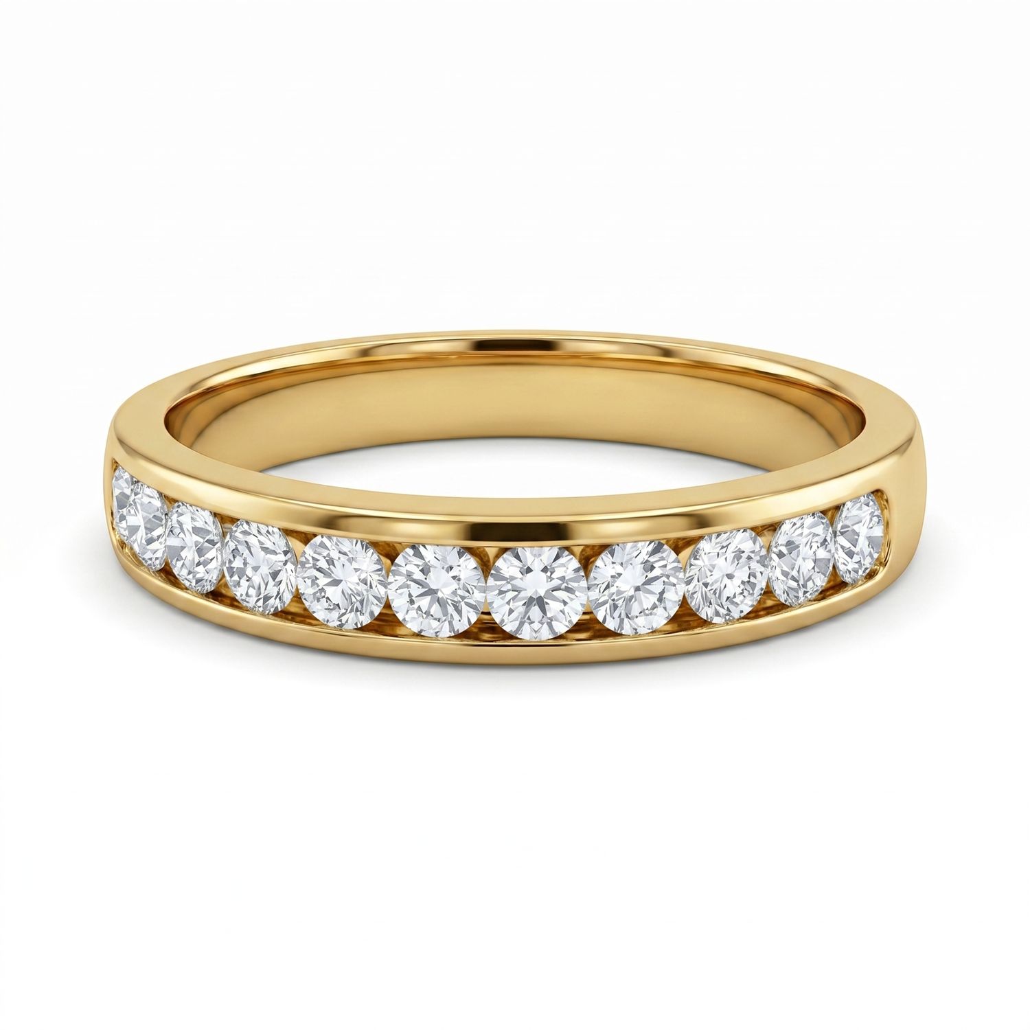 18ct Gold Round Diamond Channel Set Ring