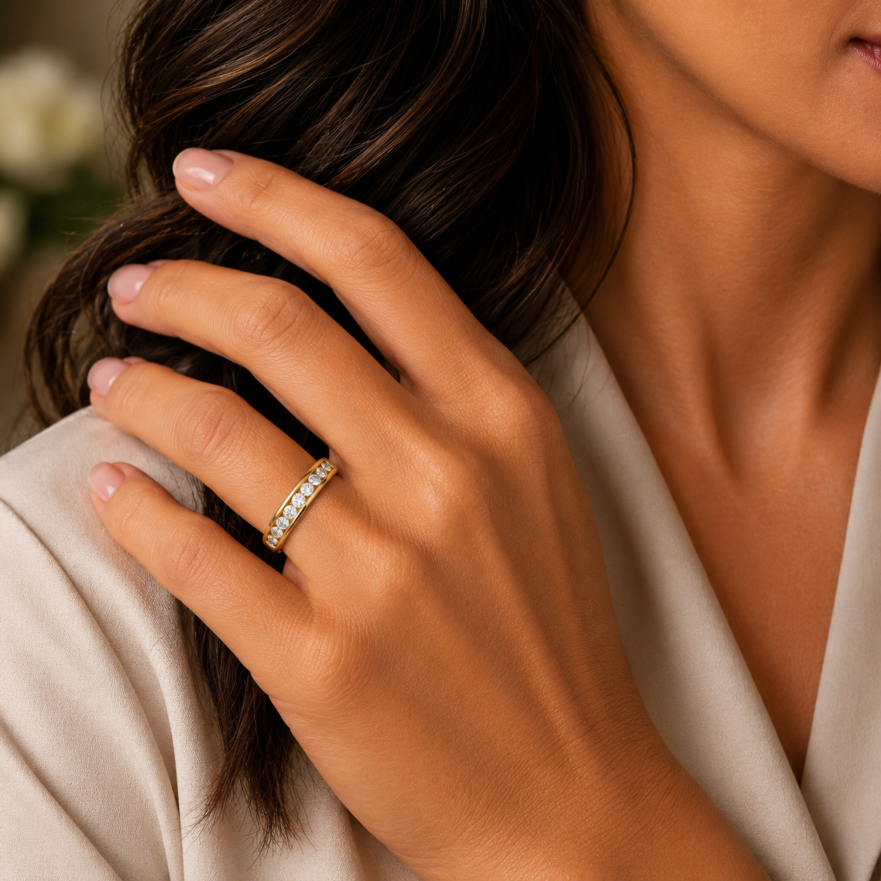 18ct Gold Round Diamond Channel Set Ring