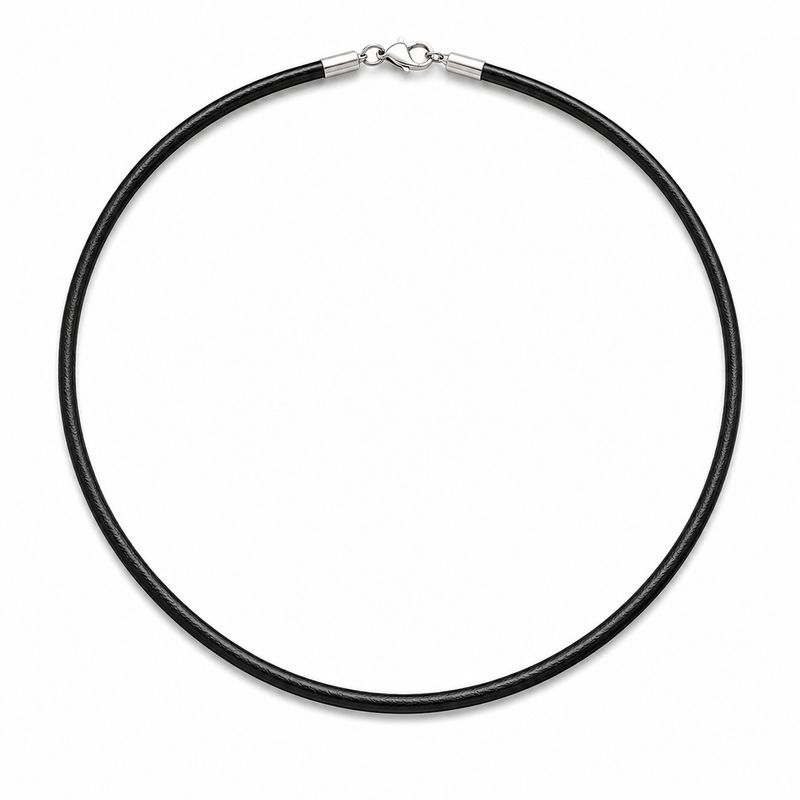 Black Leather 3mm Necklace 45cm