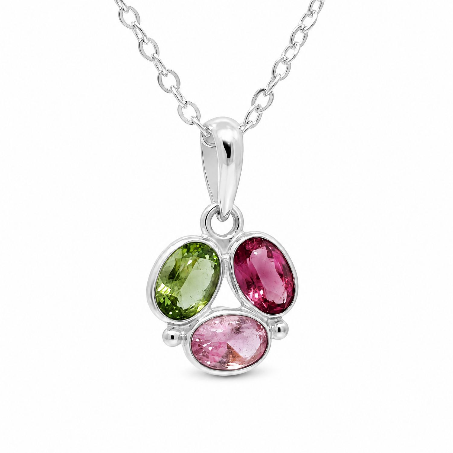 Sterling Silver Tri-Colour Tourmaline Pendant