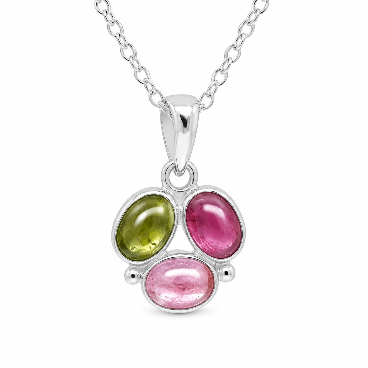 Sterling Silver Tri-Colour Tourmaline Pendant