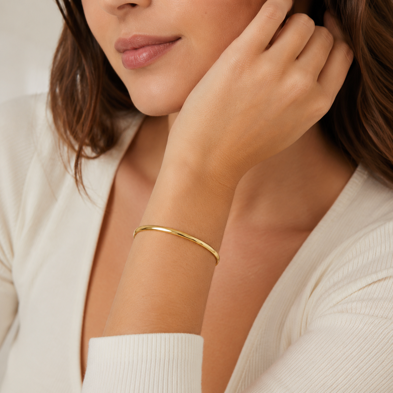 9ct Yellow Gold Silver Filled Half Round Oval Bangle