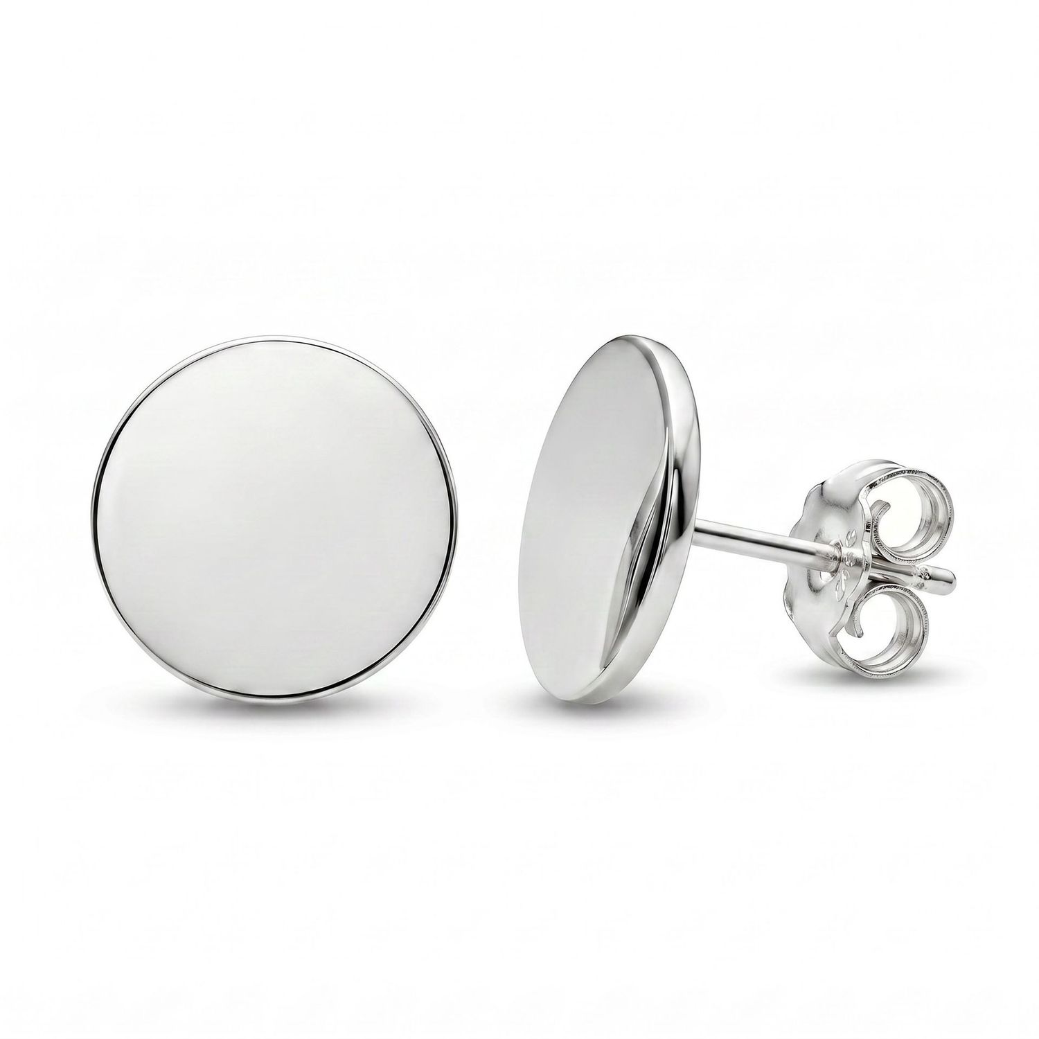 Sterling Silver 10mm Flat Disc Studs