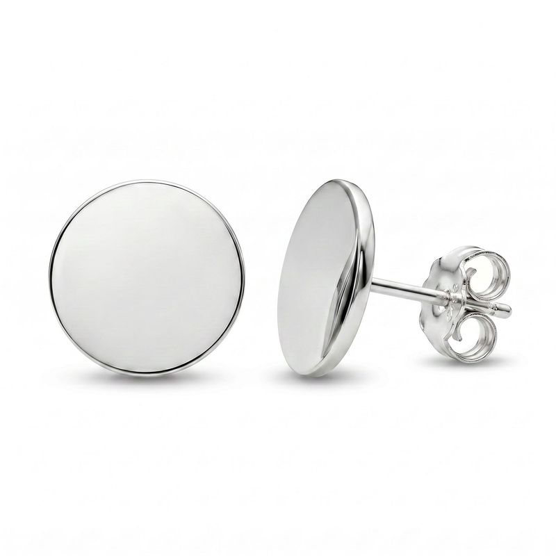 Sterling Silver 10mm Flat Disc Studs Sterling Silver 10mm Flat Disc Studs