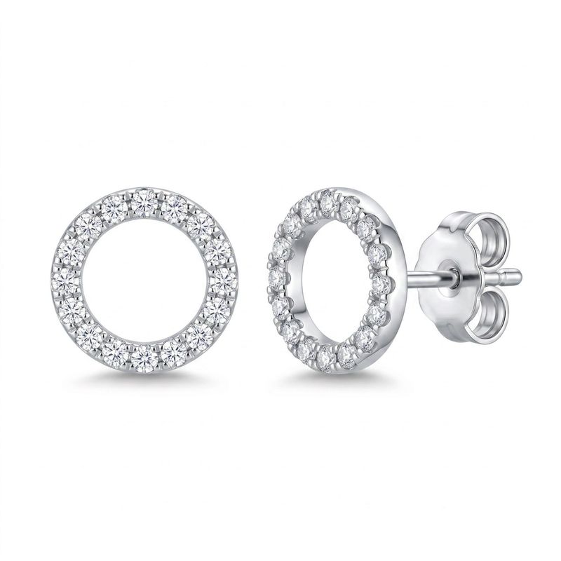 Sterling Silver CZ Open Circle 7.50mm Studs Sterling Silver CZ Open Circle 7.50mm Studs