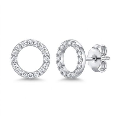 Sterling Silver CZ Open Circle 7.50mm Studs