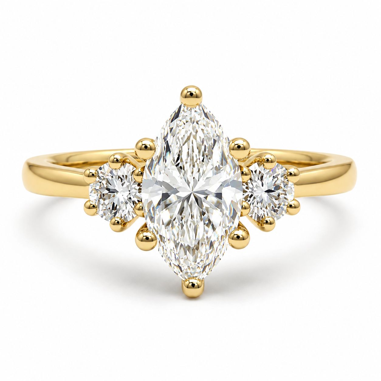 18ct Marquise & Round Trilogy Diamond Ring